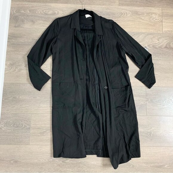 Aritzia Wilfred Free Long Blazer Trench Coat Jacket Lightweight Black Satin S - Picture 4 of 13